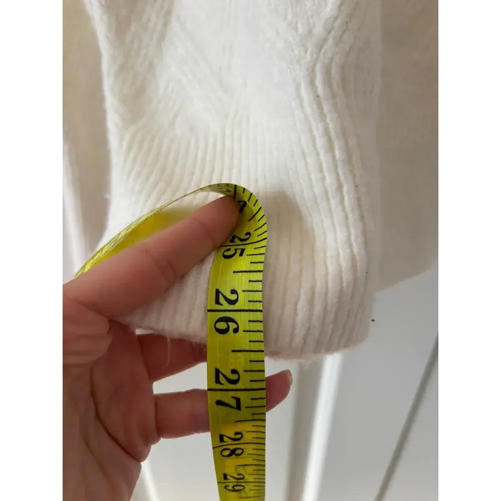 Cynthia Rowley Active White Cable Knit Half Zip Sweater L - Picture 8 of 9